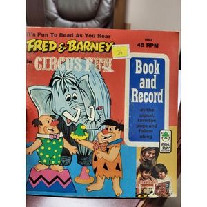 Vtg Fred Barney In‎ Circus Fun Flintstones Peter Pan Read Along Book Record Gb65